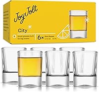 Vista 9 de JoyJolt Set de 6 vasos de trago corto de base pesada, vasos de tragos de 2 onzas
