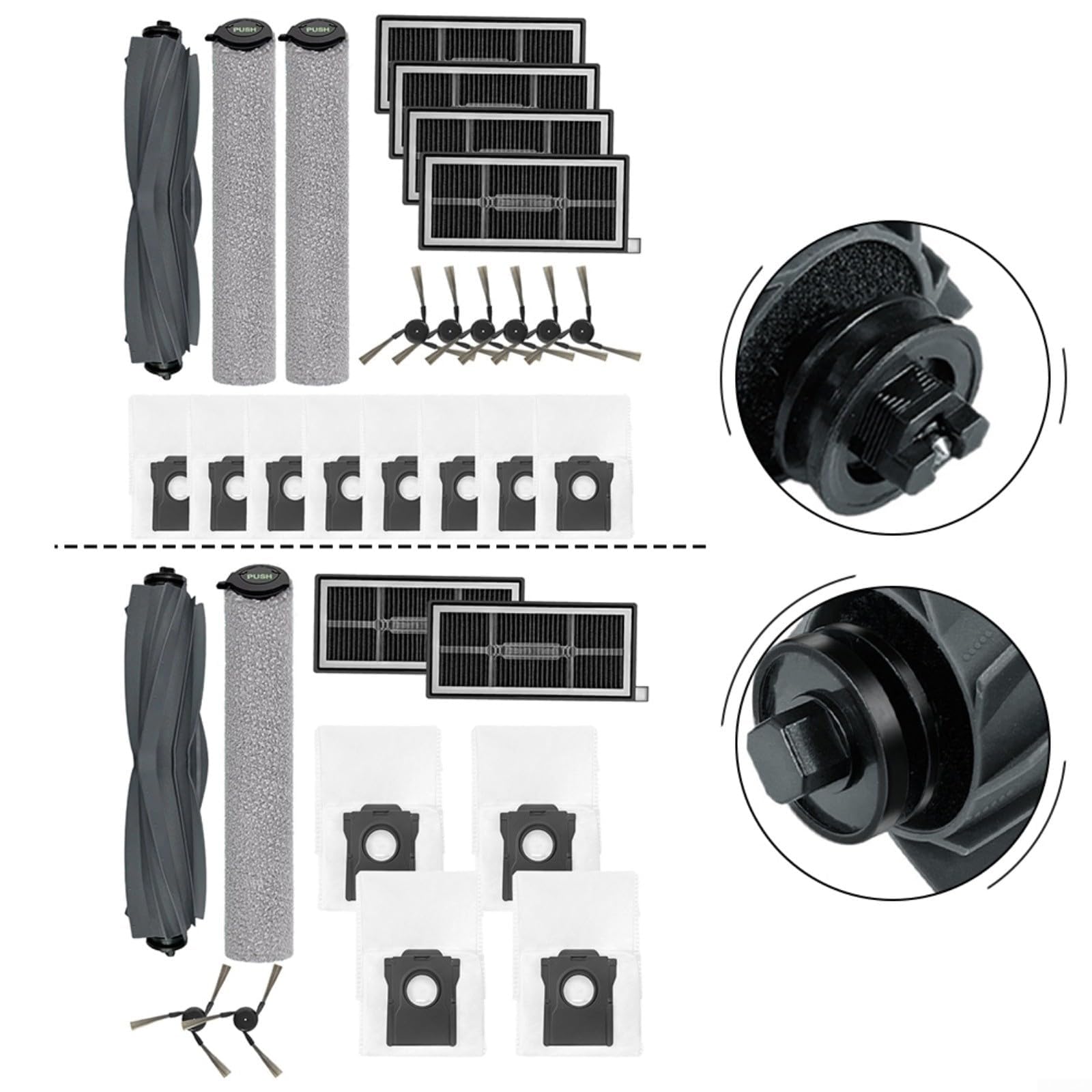 Kit de paño de repuesto para fregona con filtros laterales y rodillos, almohadillas de fregona, bolsas de polvo para robot aspirador MOVA S70 S70 Ultra S70 Pro (B)