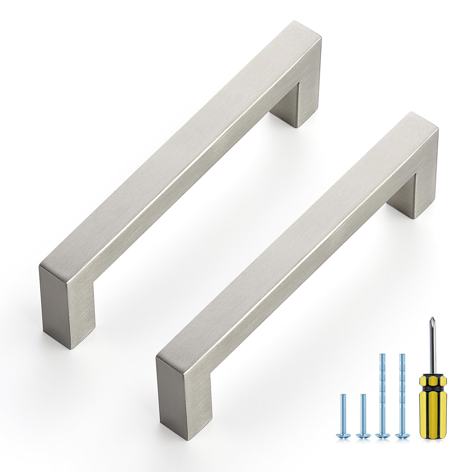 Ravinte Brushed Nickel Square Pulls Cabinet Handles,4-1/2 Inch,20 Pack