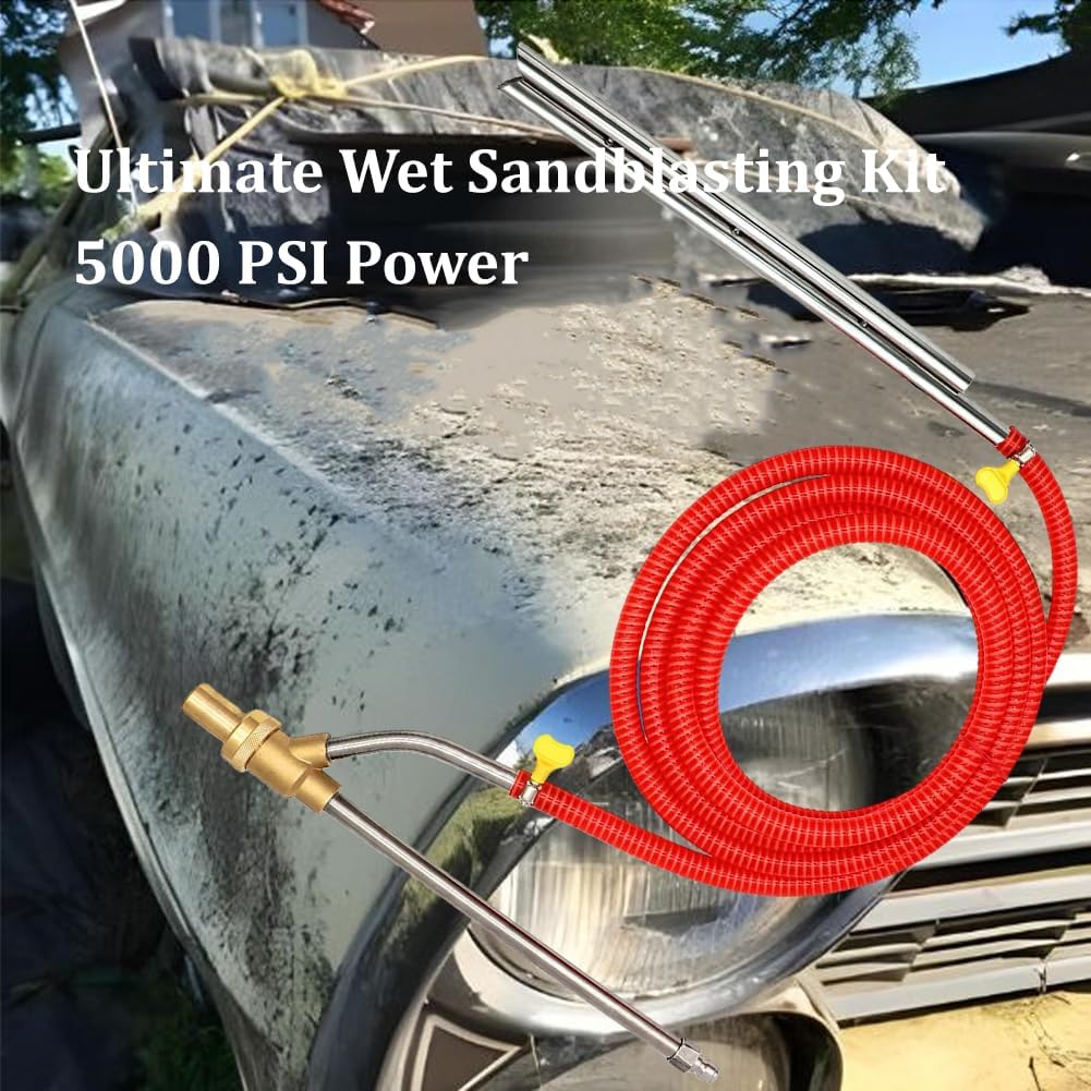Pressure Washer Sandblasting Kit, 5000 PSI Pro Sandblastkit, 1/4 Inch Quick Disconnect for Remove Paint, Rust, Varnish (Upgraded Model)
