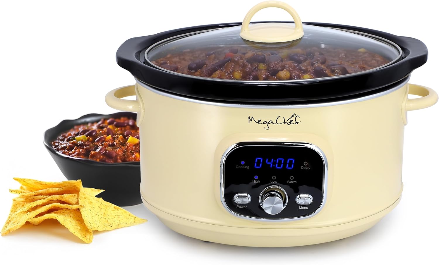 MegaChef 3.7 Quart Electric Countertop Slow Cooker Appliance with Removable Ceramic Pot Ivory, Adjustable Temperature (3.7 Qt Ivory) MegaChef 3.7 Quart Electric Countertop Slow Cooker Appliance with Removable Ceramic Pot Ivory, Adjustable Temperature (3.7 Qt Ivory)