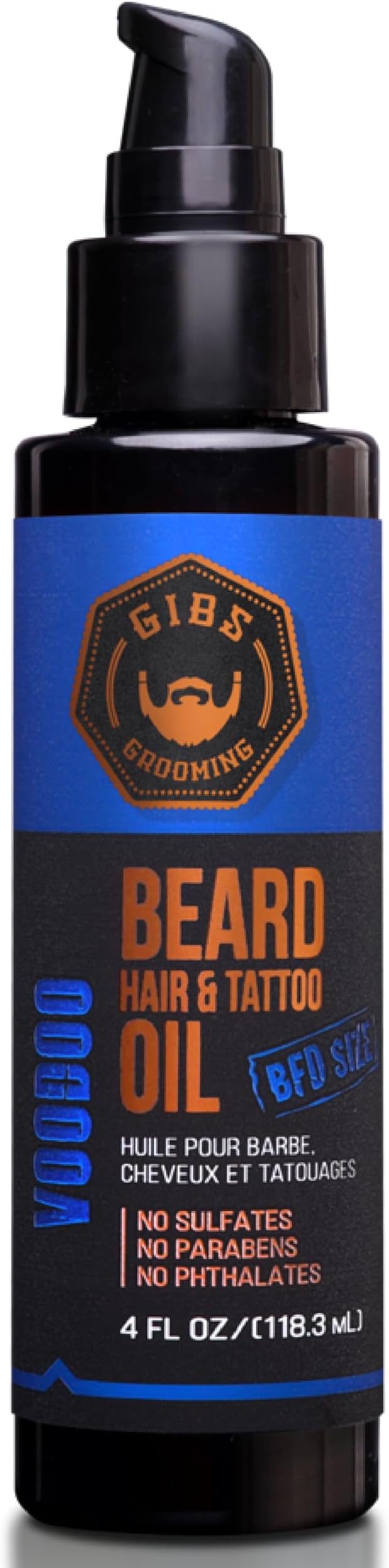 GIBS Beard, Hair & Tattoo Oil - Softens & Strengthens Beard Growth, Moisturizes Skin (4 Scents, 2 Sizes)