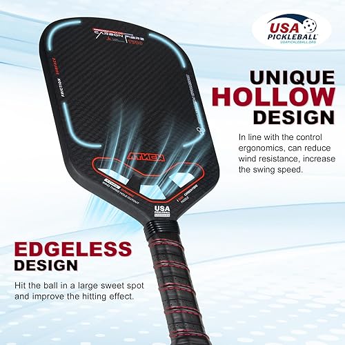 Miniatura 2 de Pickleball Paddles T700 3K Carbon Fiber Picklebll Paddle with Aero Throat Edgeless Designed 16MM Thermoformed Pickleball Racket USAPA Approved
