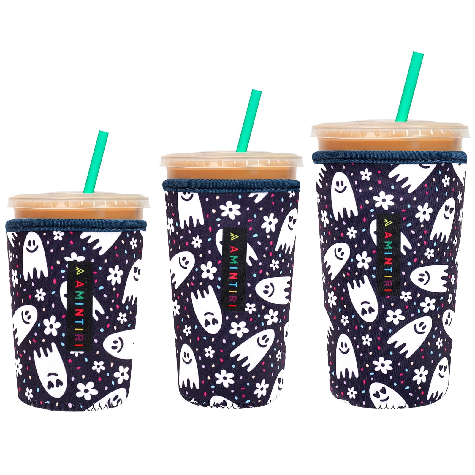 3 Pack Reusable Insulator Neoprene Sleeve for Iced Coffee &amp; Cold Soda