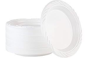PLASTICPRO 100 Count Disposable 6 Inch White Plastic Dessert Plates for Parties