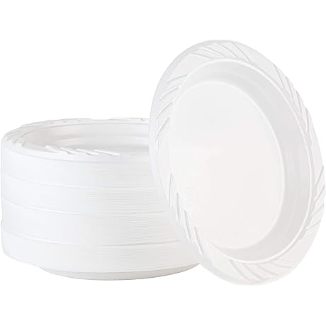 PLASTICPRO 100 Count Disposable 6 Inch White Plastic Dessert Plates for Parties