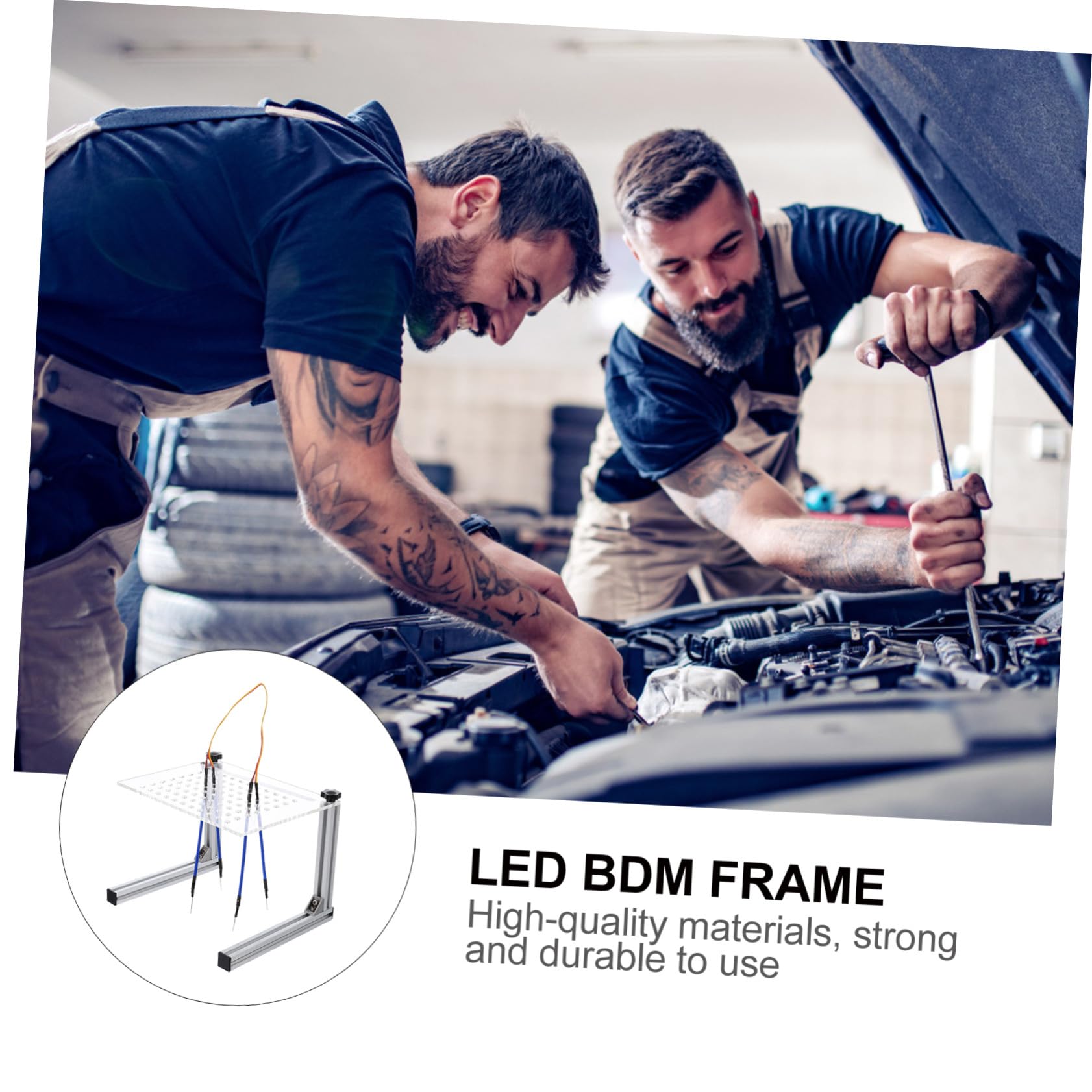 HEMOTON Support de Carte ECU LED avec 4 Sondes, Cadre de Test pour Programmateur ECU, Outil de Diagnostic Automobile Compatible Ktag Kess, Adapté à L’Analyse Réparation Électronique