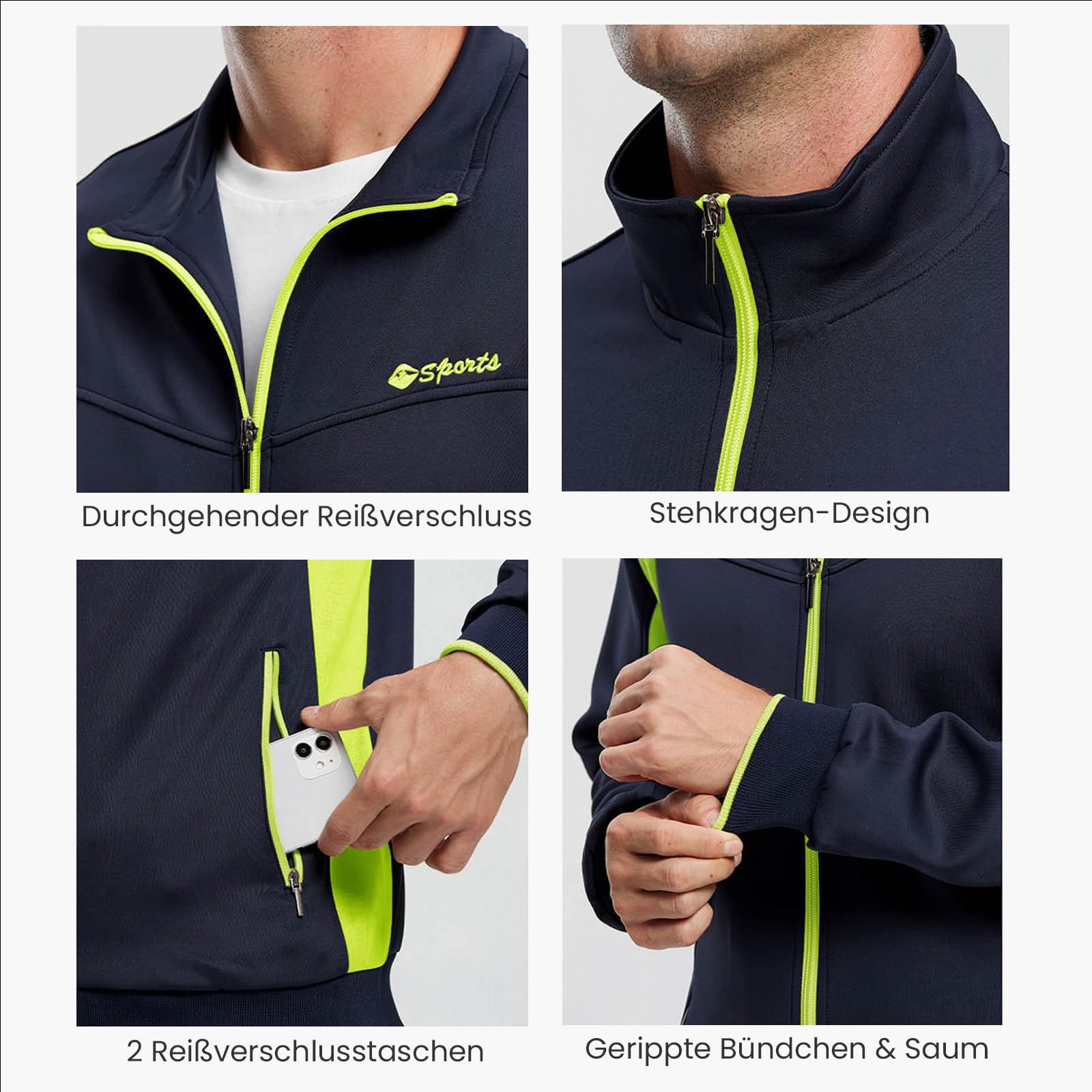 Rdruko Jogginganzug Herren Set Trainingsanzug Sportanzug Langarm Freizeitanzug Männer Tracksuit für Fußball Gym