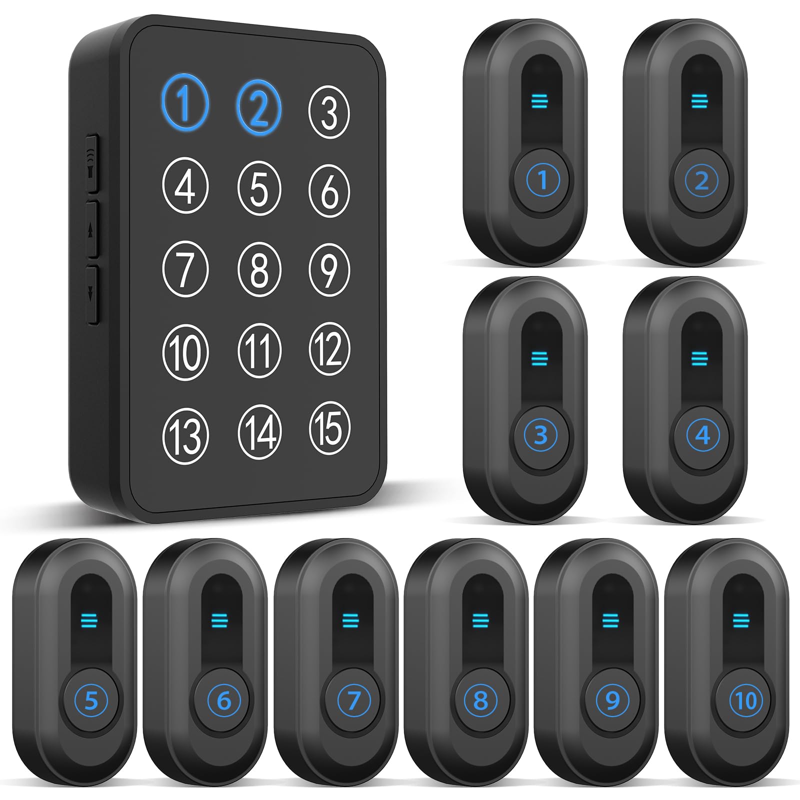 DAYTECH ナースコール 家庭用,呼び出しベル ワイヤレス 介護用品 呼出ベル 5段階音量調節 38曲選択 100M受信距離 高齢者 緊急ボタン (11, ブラック)