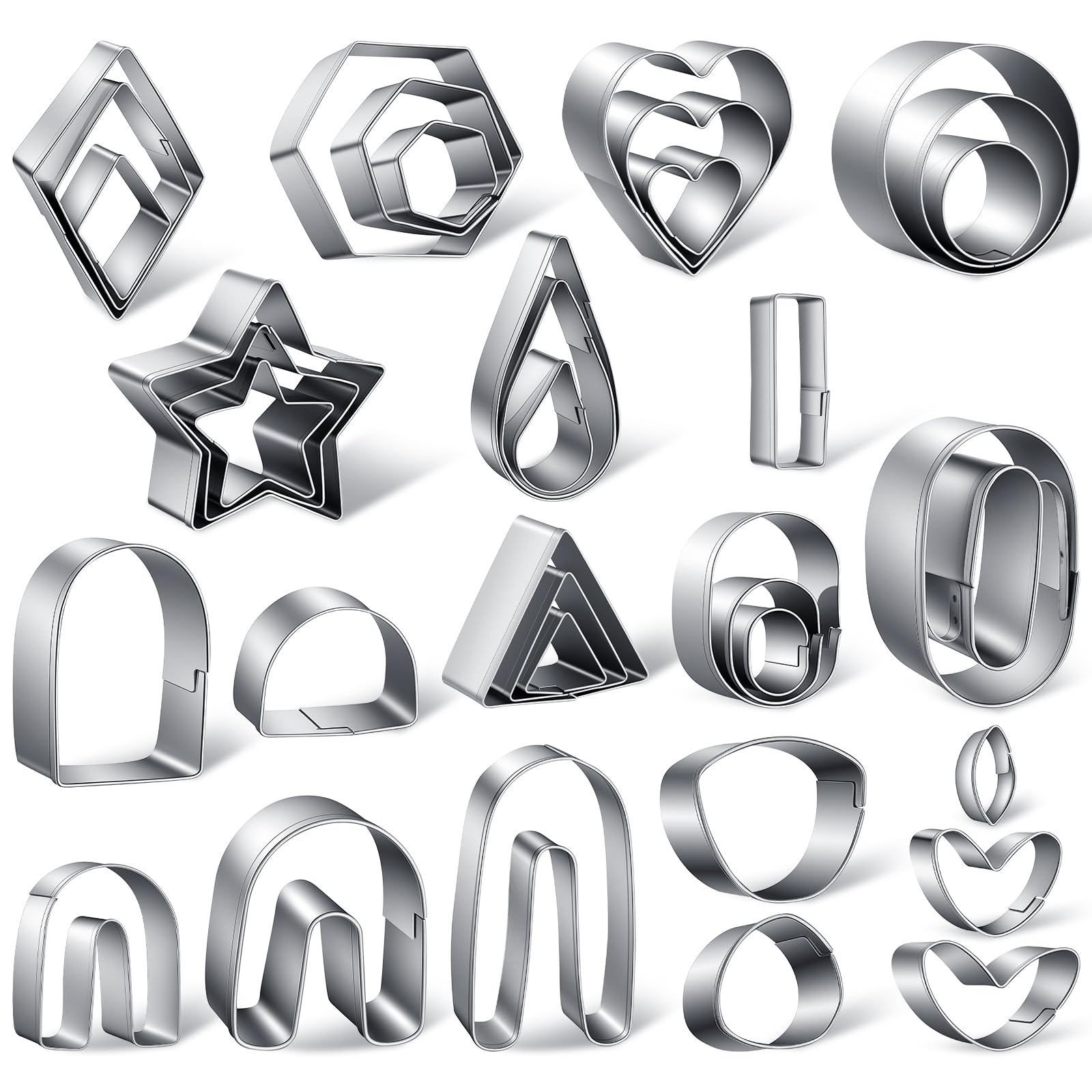 APLZGMG 36 Pcs Polymer Clay Cutters Set, Various Shapes and Size Clay Tools, Stainless Steel Clays Earring Making Kit, Geometric Cookie Cutters for Craft DIY Combination