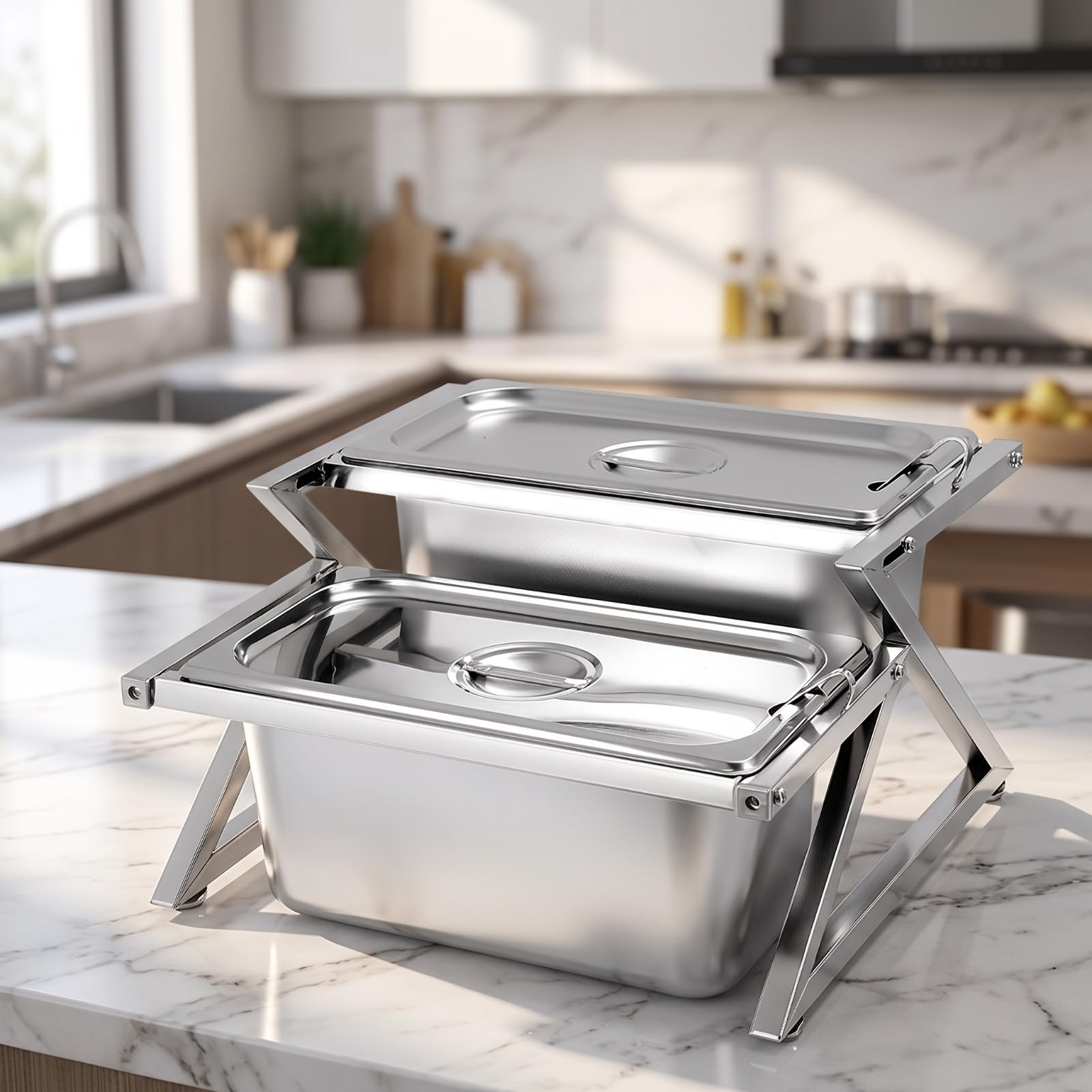 Baoblaze Soporte Organizador Especias | Portátil, Morno, Contenedor, para Cocina, buffet, fiestas, Estilo A