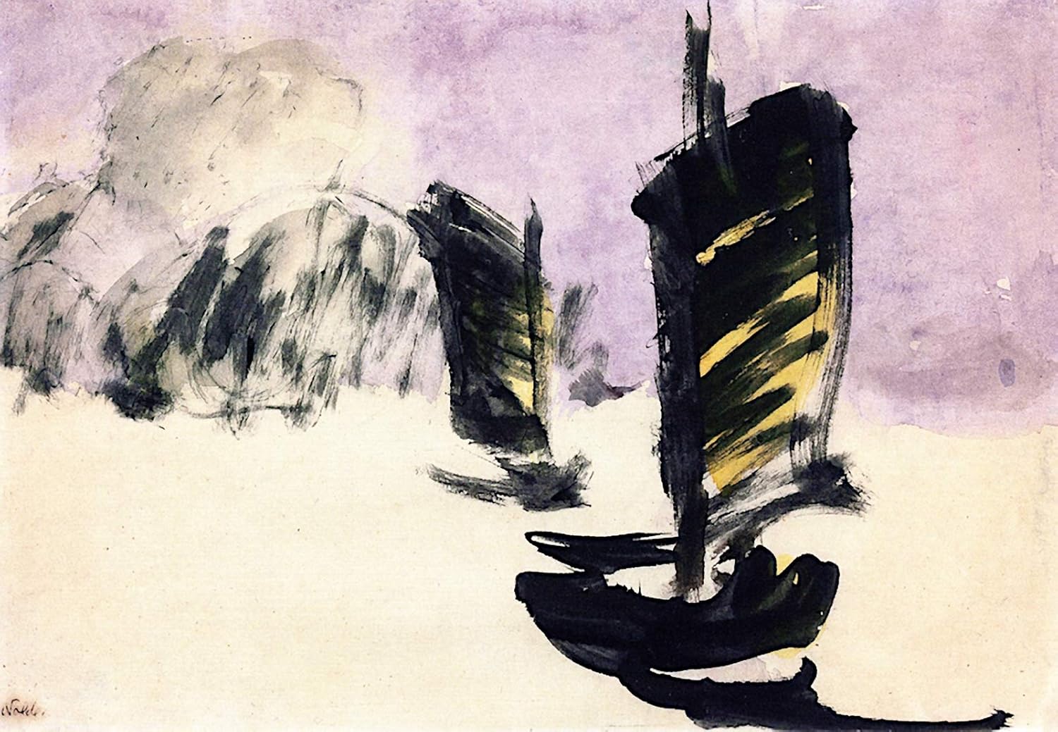 Emil Nolde Junks Under a Bright, Purple Sky 1913 Private