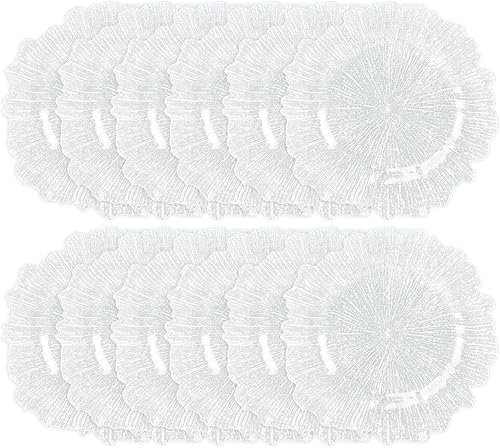 Miniatura 8 de Reef - Juego de 12 platos de carga para platos llanos redondos de plástico de 13 pulgadas, decoración de bodas, manteles individuales (transparente)