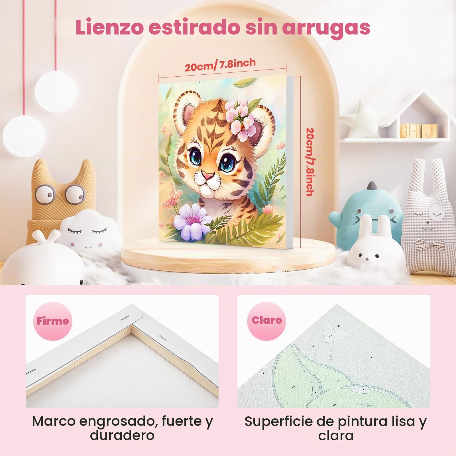 Pack De 4 Lienzos De Pintura Por Números De 20x20 Cm Con Motivos De Animales, Para Niños Y Adultos, Incluye Pinturas Acrílicas, 9 Pinceles Y Ganchos, Sin Marco