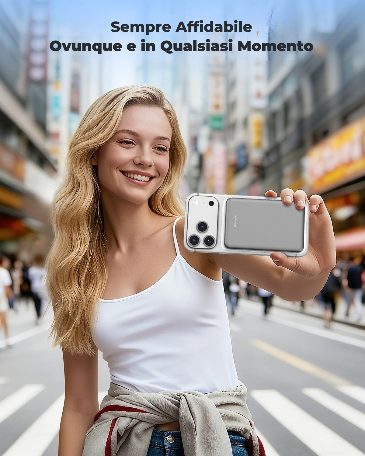 Hichain Power Bank Magnetico,5000mAh Ultra Sottile, Caricatore Wireless Portatile per iPhone con Porta USB-C, Ricarica Rapida PD 22.5W per Serie iPhone 17/16/15/14/13/14/Mini/Pro/Pro Max
