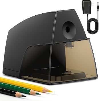 VUSIGN Electric Pencil Sharpener for Classroom, Fits 6-8mm No.2/Colored Pencils, High Capacity Shavings Tray, Heavy-Duty Anti-Stall Pencil Sharpener for Home, Office, School, Teacher Supplies