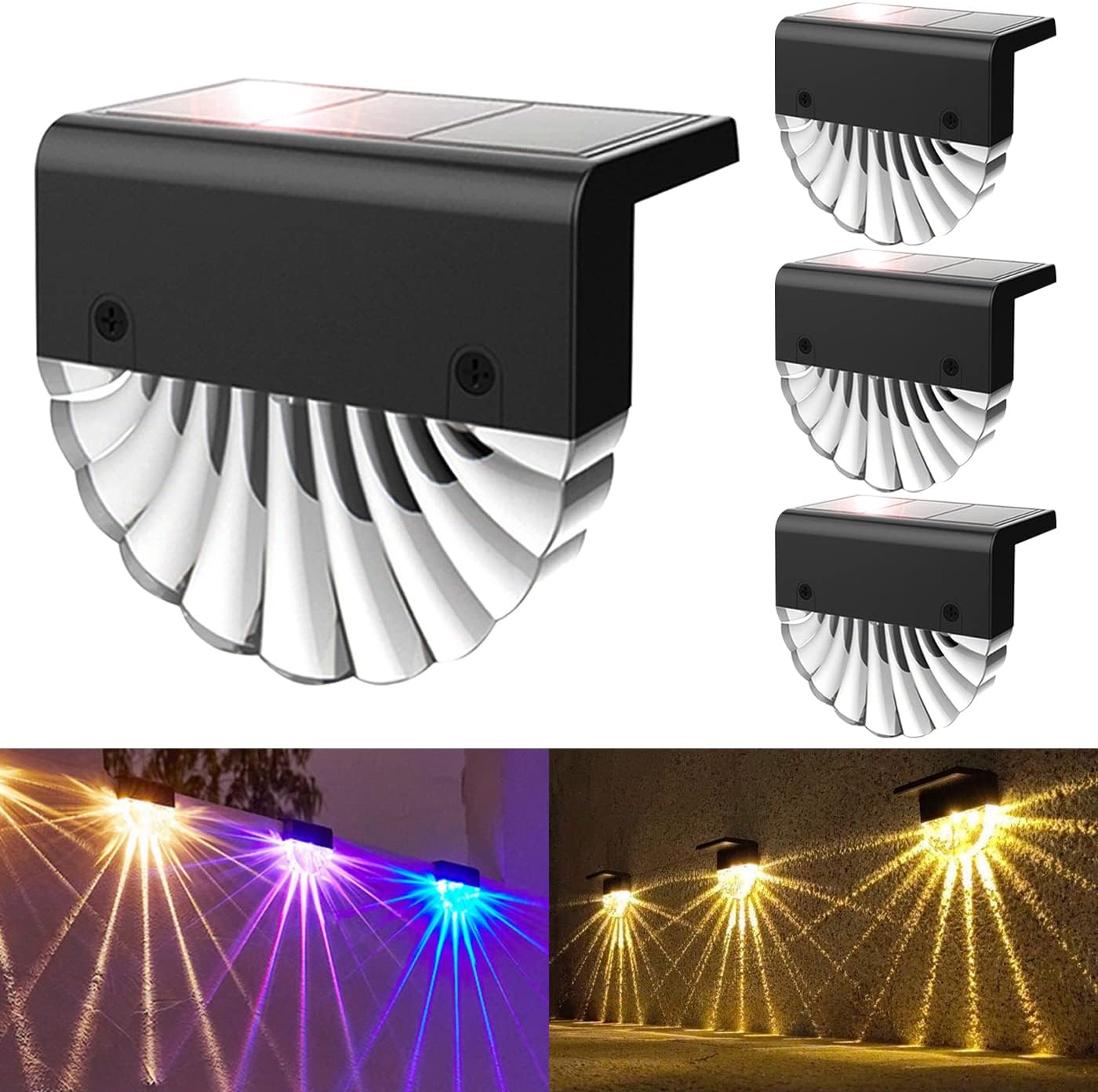 Anmossi Outdoor Solar Lights, Solar Fence Lights,Warm White/Color,IP65