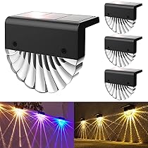 Anmossi Luce Solare Esterno,IP65 Impermeabile LED Lampade Solari da Esterni,2 Modalità,Bianco Caldo, Colore,Lampada Solare da Parete per Giardino,Recinzione,Patio(4 Pezzi)