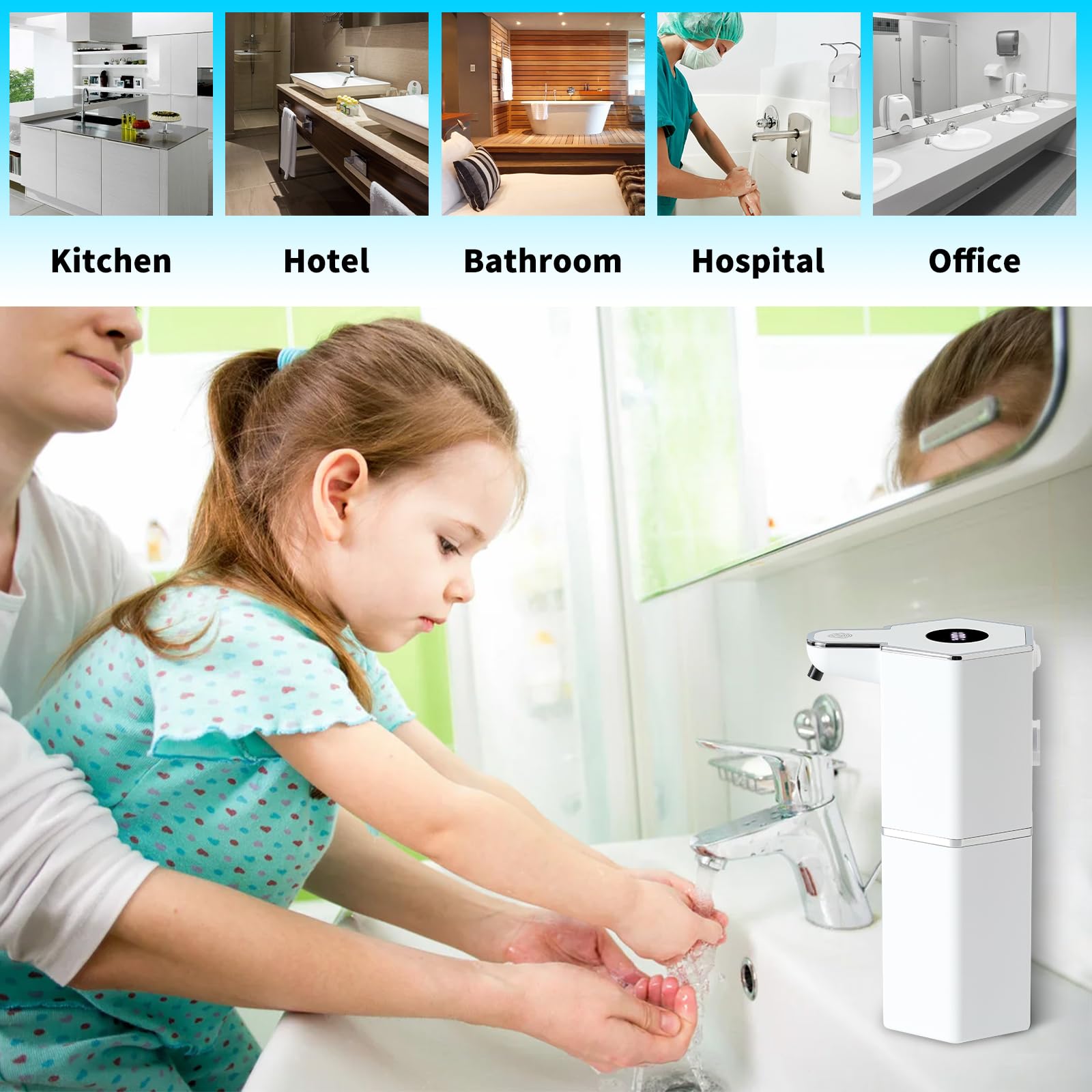 Dispensador automático de jabón espuma blanca