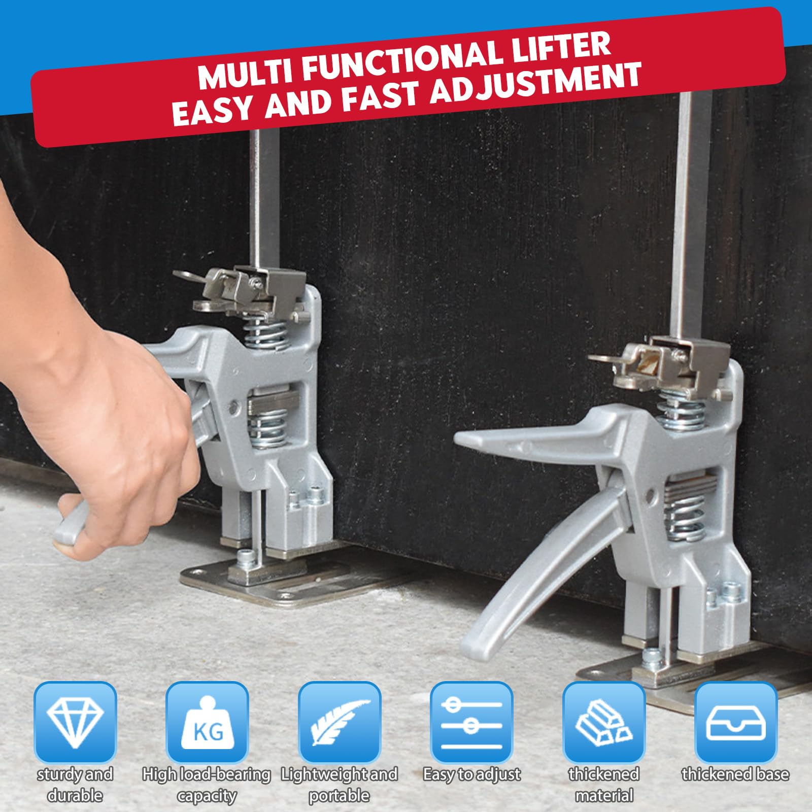Brazo de Ahorro de Trabajo, 2 Piezas Acero Inoxidable Levantador de Herramientas Manuales con Maleta y Guantes,Control Preciso Lento/Rápido Descenso,Hasta 440 LBS para Muebles,Puertas,Tablas,Armarios