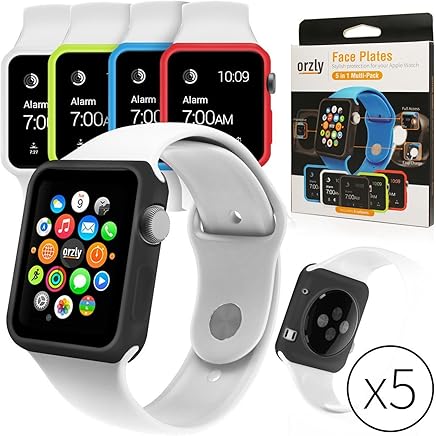 Orzly? - 5-in-1 FunColor Face Plates for APPLE WATCH (42 MM) - Multi Pack de 5 Silicon Gel Cubiertas Intercambiables en SURTIDO COLORES (Cada Skin Cover Flexible incluye en este paquete es de un color Orzly? - 5-in-1 FunColor Face Plates for APPLE WATCH (42 MM) - Multi Pack de 5 Silicon Gel Cubiertas Intercambiables en SURTIDO COLORES (Cada Skin Cover Flexible incluye en este paquete es de un color