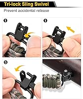 Vista 5 de CVLIFE Correa de Rifle 550 Paracord de 2 Puntos con Giratorio Tri-Lock para Caza y Exteriores