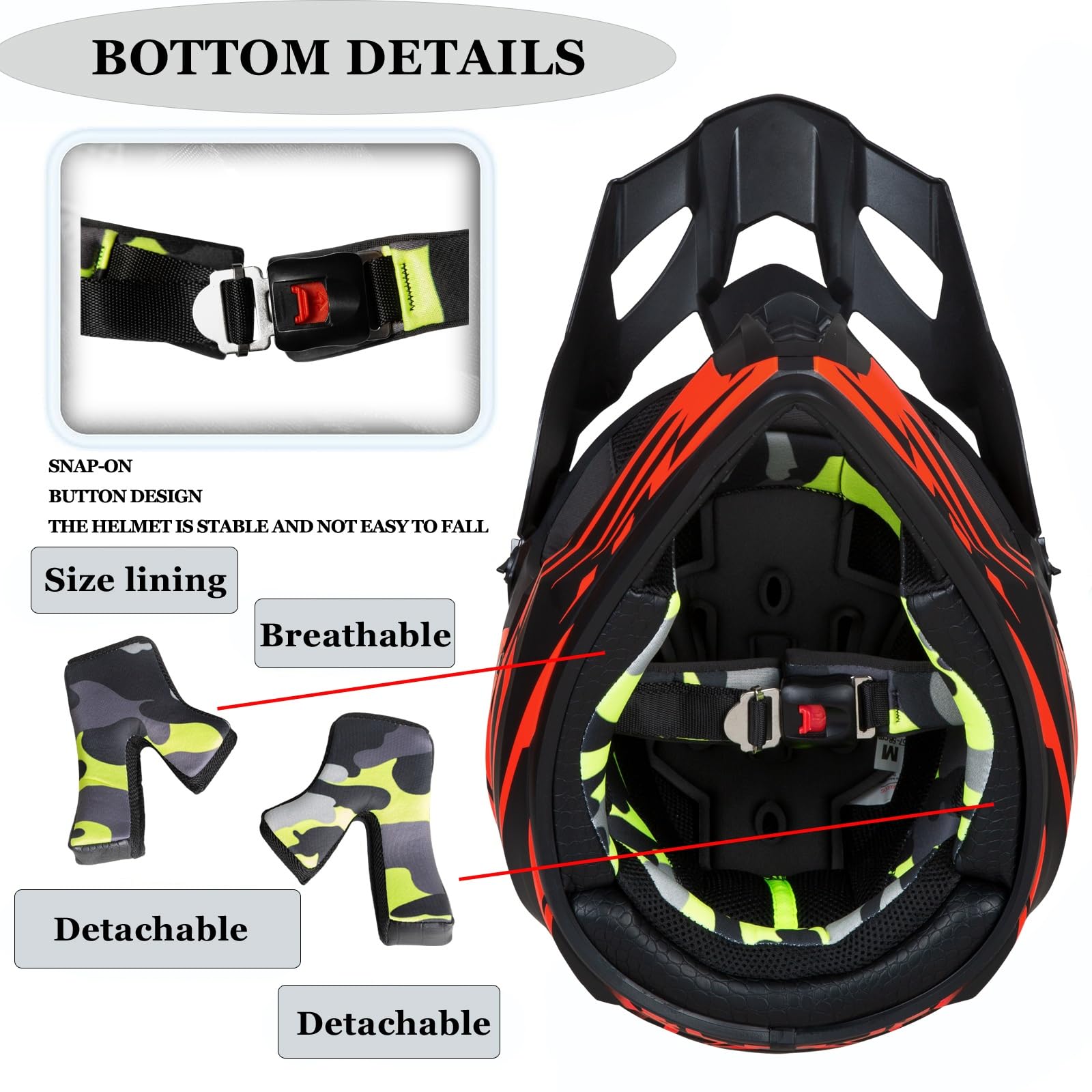 Kinder Motorradhelm Downhill Set - Leichter Vollvisierhelm mit stylischem Heckflügel-Design, Belüftung + Brille+Handschuhe für Jungen/Mädchen (MTB/BMX/Enduro)(As red,S(52~53cm))