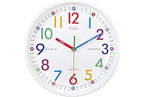Colorful Clock for Classroom: Kids Wall Clock, Silent Teaching Clock, Wall Decor