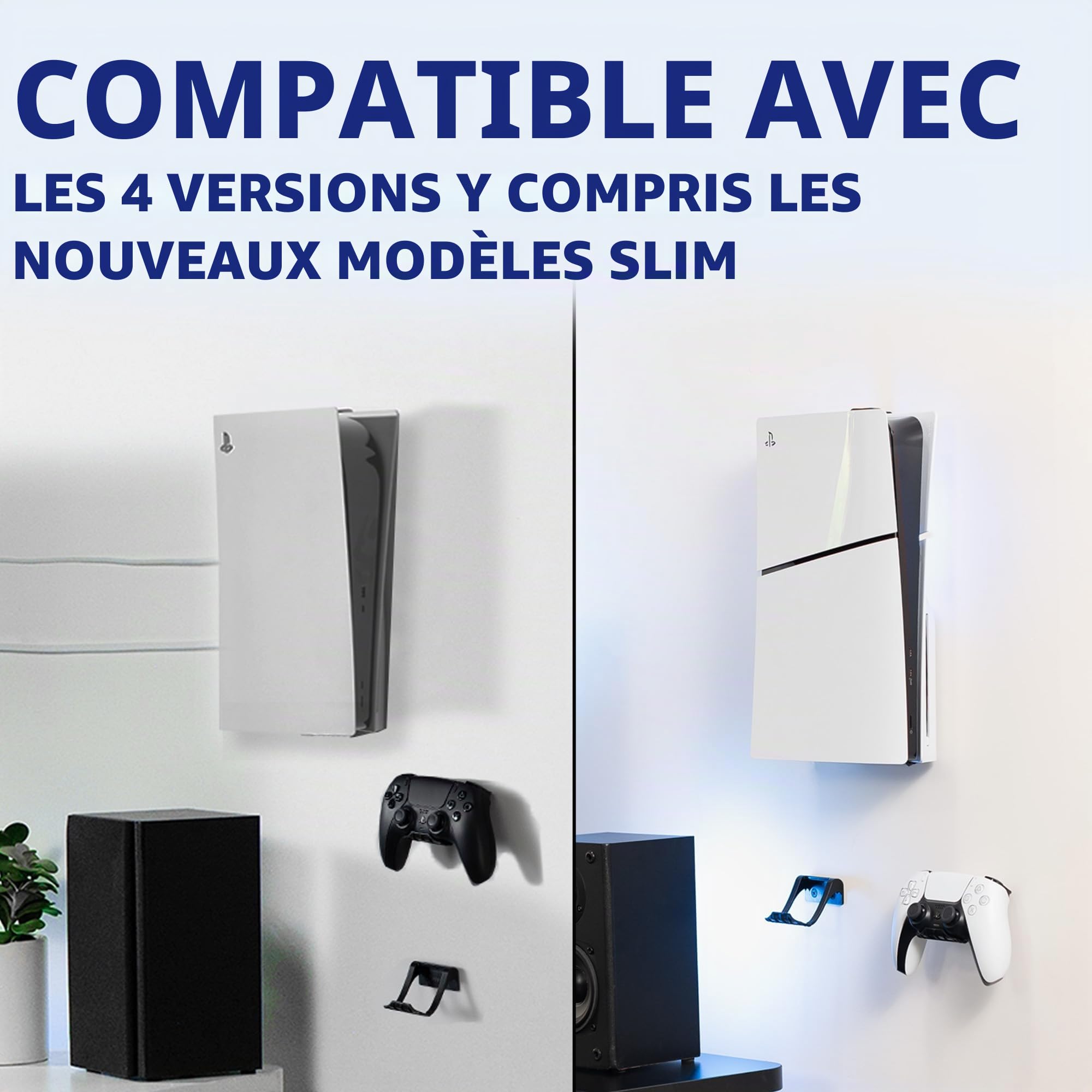 VIVO MOUNT-PS5B Support mural en acier pour console de jeu PS5, écran vertical pour Playstation 5, design ouvert, noir
