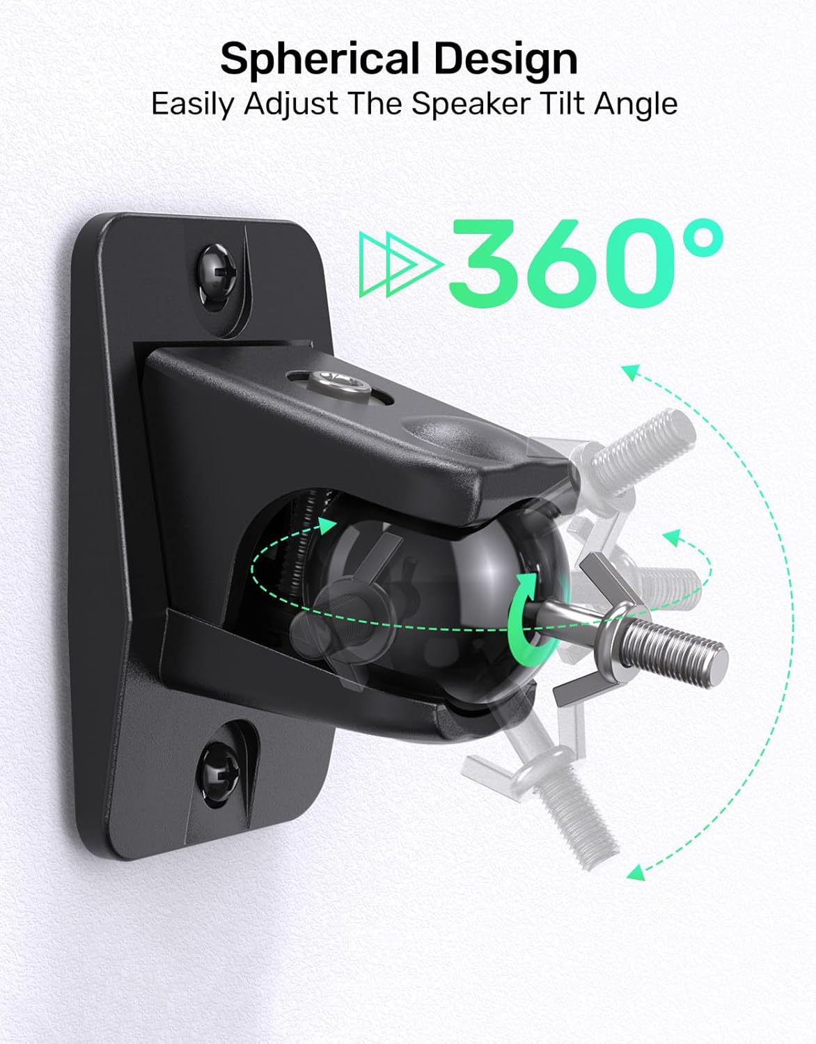 Surround Sound Rear Speaker Wall Mount, Ceiling Mount Bracket for Universal Satellite, fits Keyhole and Thread Hole with 1/4"- 20 Threads, 5mm and 4mm, Compatible with Roku, Samsung q990d & Others