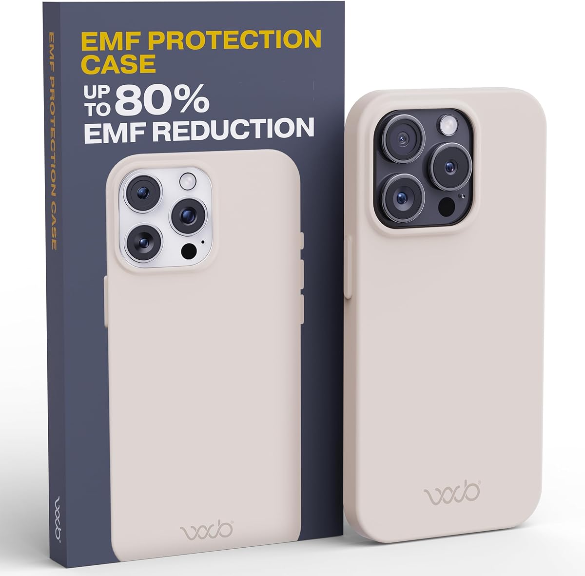 WAVEBLOCK EMF Protection Silicone iPhone Case Compatible with iPhone 15 Pro, Radiation Blocker, 5G Shield Reduction, Lightweight, USA Patented and Tested in FCC Lab, Stone