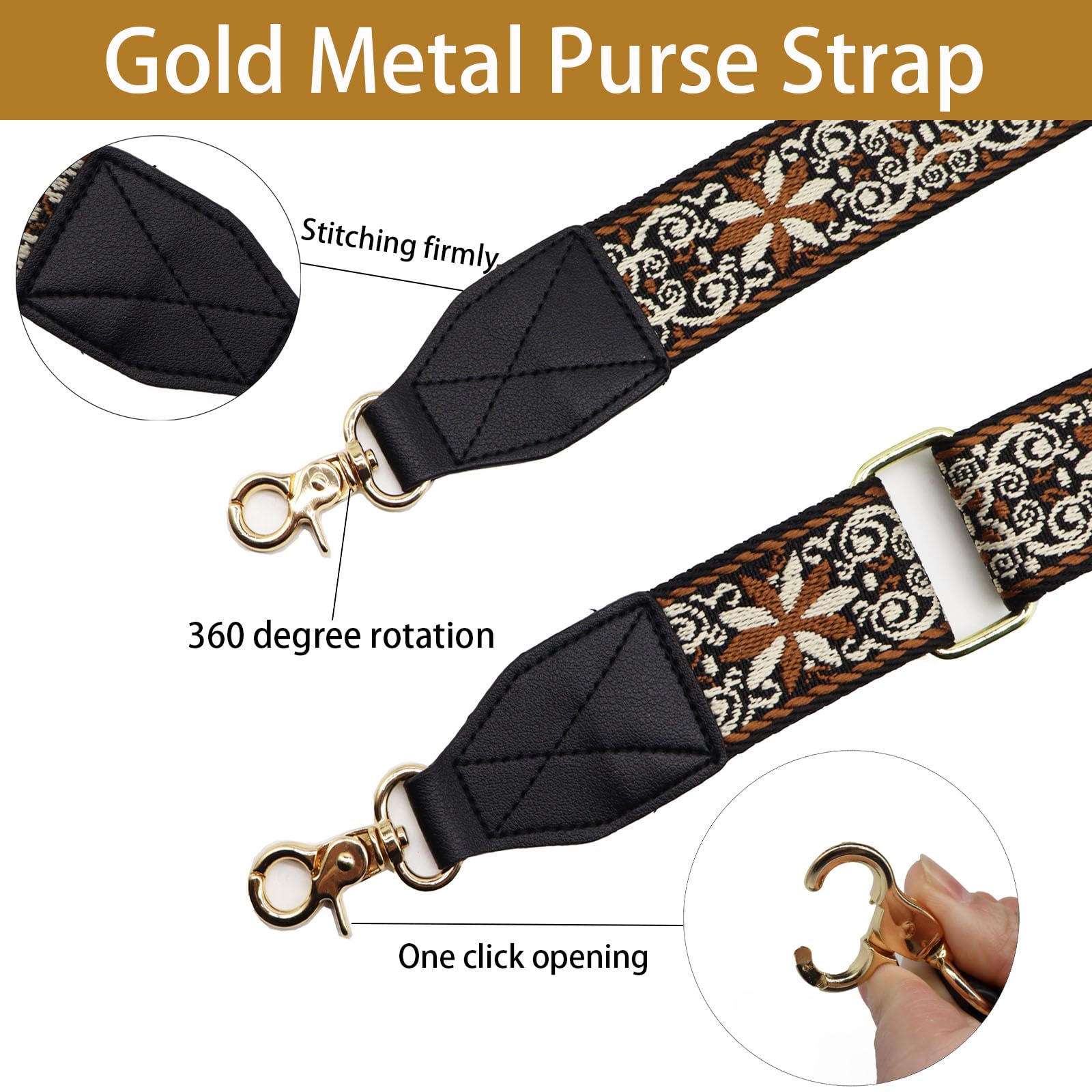 LEMEDE Purse Strap Handbag Accessories Crossbody Bag Adjustable Replacement Conversion Kit,Black Bag Straps for Large Shoulder Bag