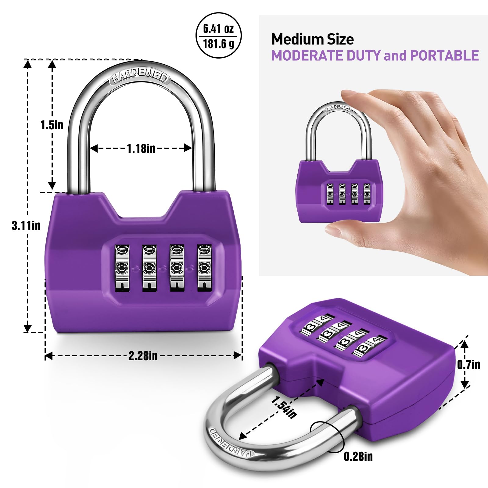 Paquete de 2 candados de combinación de 4 dígitos para exteriores, resistentes a la intemperie, combo para taquilla escolar, gimnasio, puerta, valla, cobertizo, almacenamiento de cerrojo
