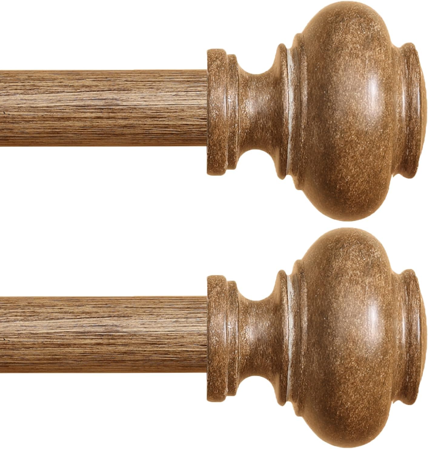 Wood Curtain Rods for Windows 32 to 45 Inch 2 Pack, 1 Inch Heavy Duty Boho Curtain Rods Adjustable Drapery Rod Decorative Window Rod for Farmhouse Kitchen Bedroom Living Room 32-45"(2 Pack)