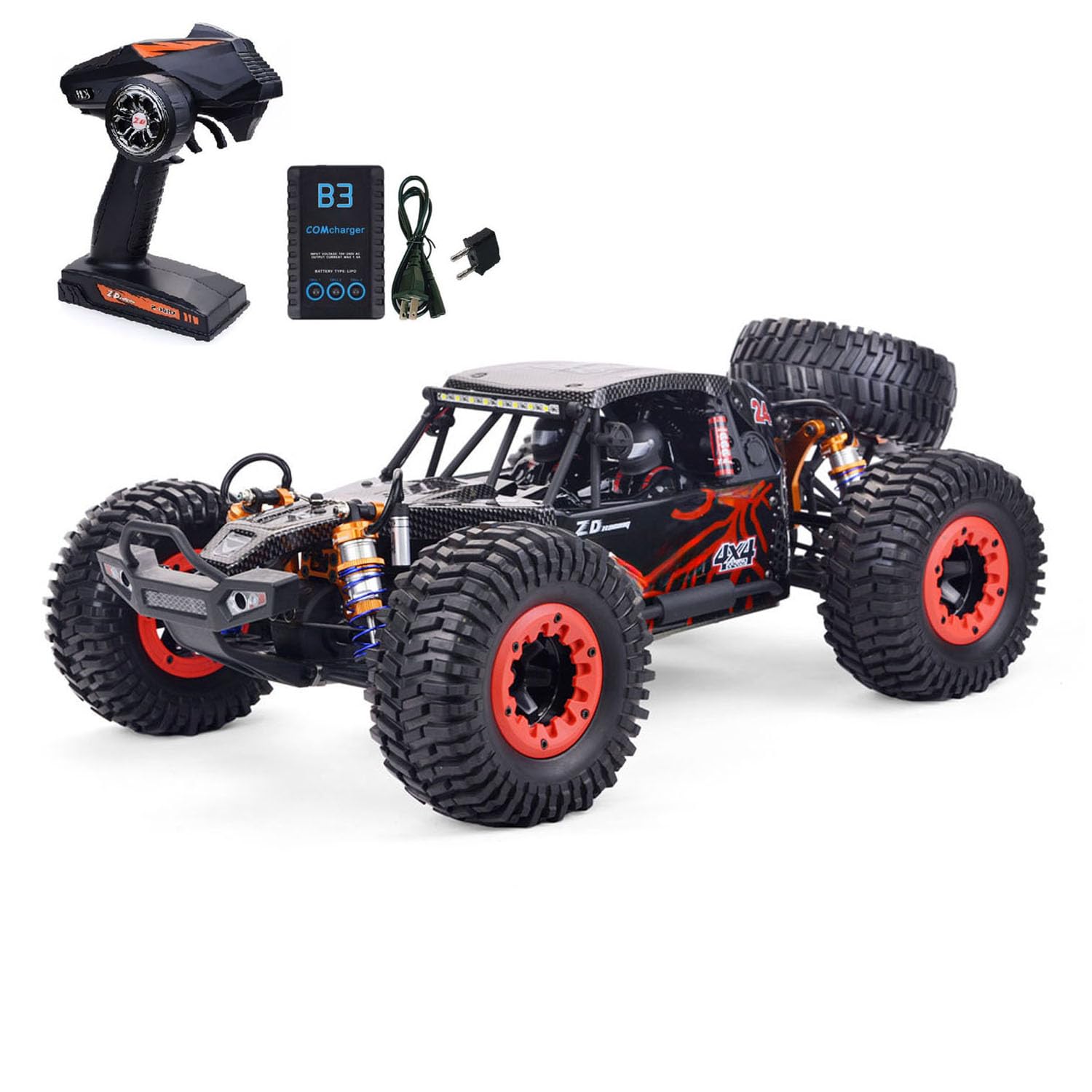 TOUCAN RC HOBBY Racing 1/10 DBX 104 Coche todoterreno teledirigido versión con neumáticos de repuesto 4WD eléctrico RC coche de carreras desértico, amortiguador de aceite de metal