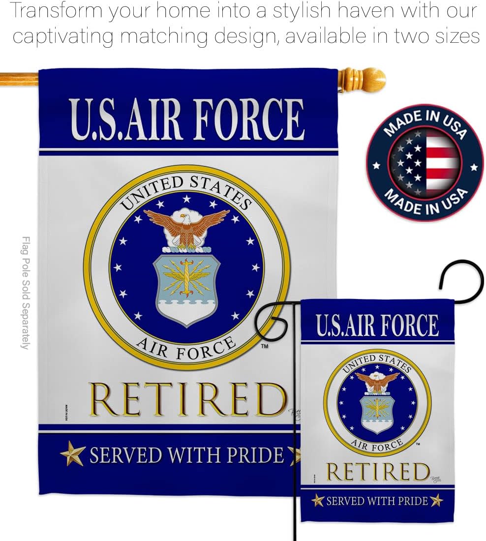 US Air Force Retired Garden Flag - Armed Forces USAF United State American Military Veteran Retire Official - House Decoration Banner Small Yard Gift Double-Sided Made in USA 13 X 18.5 - Image 4