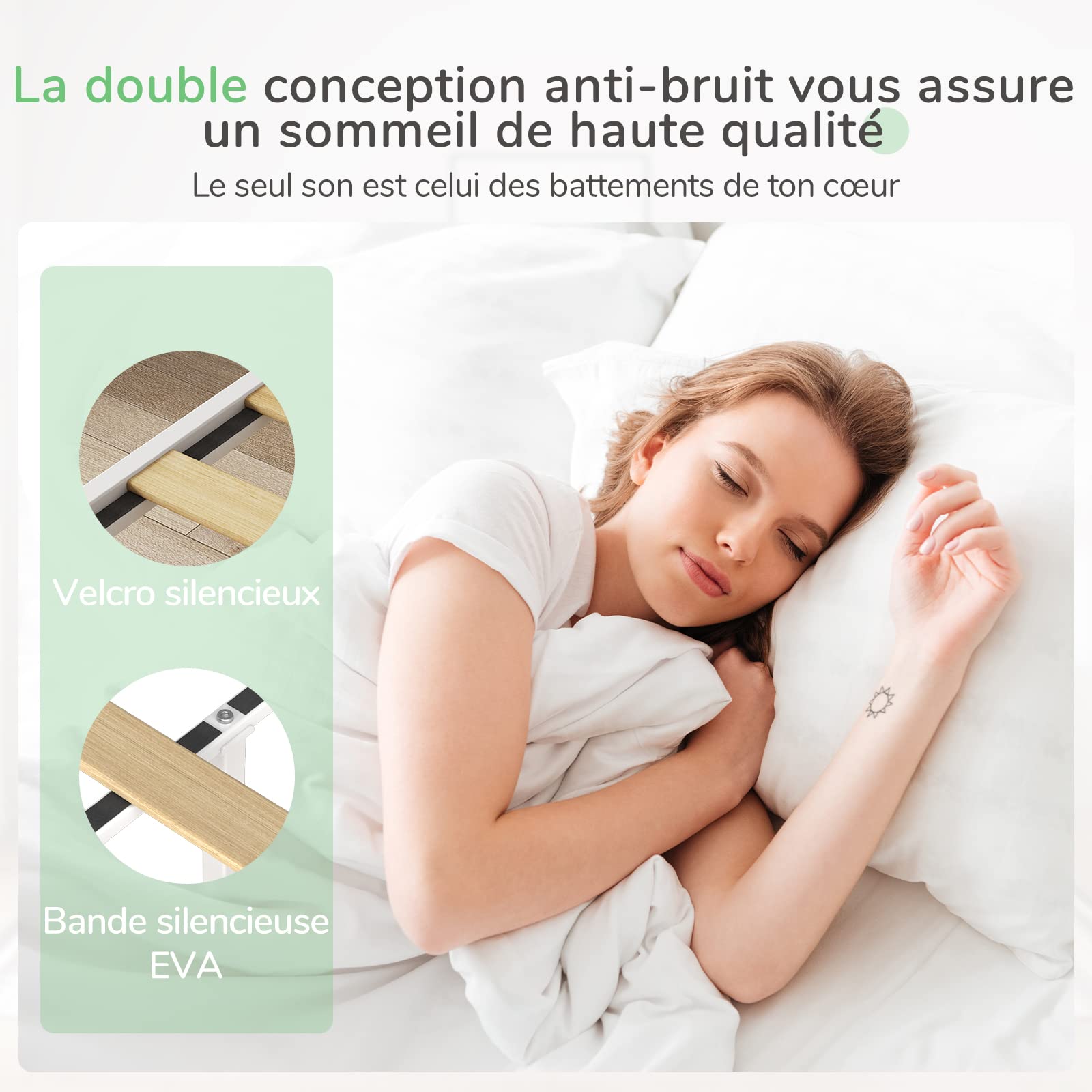 Cadre Lit Plateforme Métal Novilla 160x190cm - Avec Tête De Lit, Rangement
