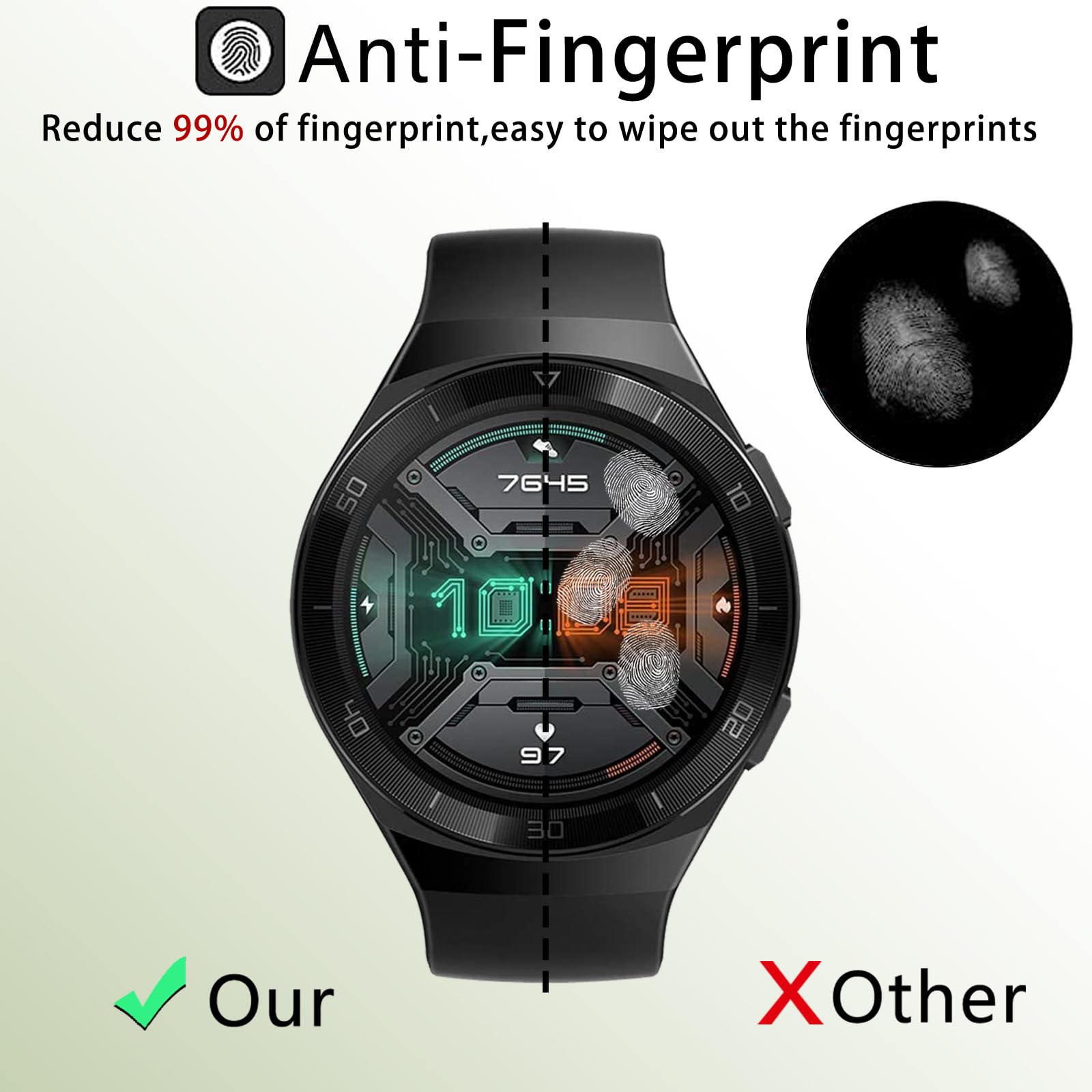 Protector De Pantalla Para Huawei Watch GT 2 46mm - Pack 4 Cristales Templados 9H, Diámetro 39mm