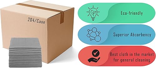 Miniatura 3 de Direct Mop Sales, Inc. Paños de limpieza profesionales de microfibra de 16 x 16 pulgadas, caja gris de tela de rizo de 204-300 GSM, ideal para