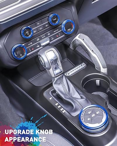 Miniatura 96 de Savadicar CKT01 Billet - Juego de molduras de perilla de control de aluminio, faros/4WD/HVAC, biseles de anillo de perilla de control climático, Rojo