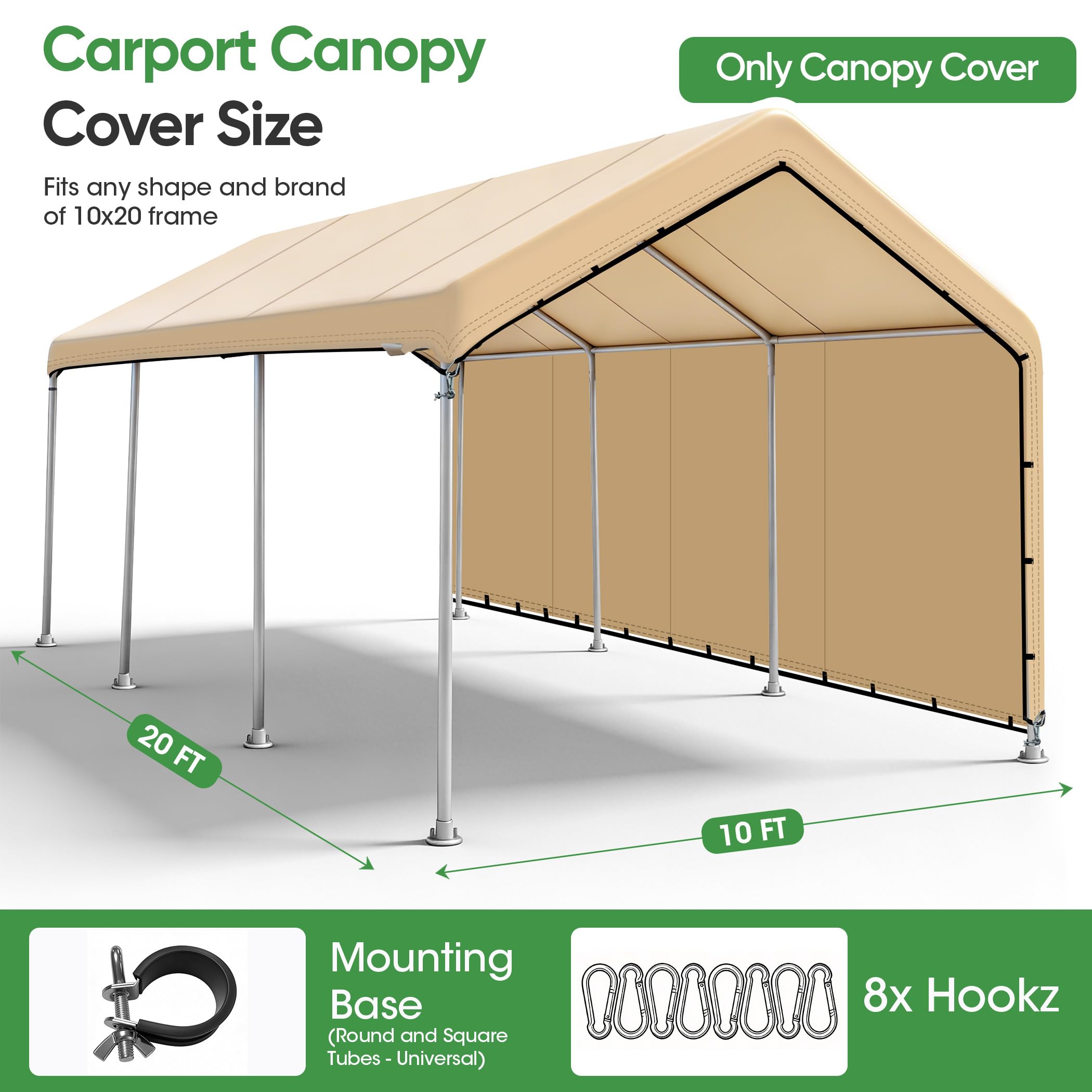 SIHAIAN 10x20 Carport Canopy Cover - Waterproof & UV -3