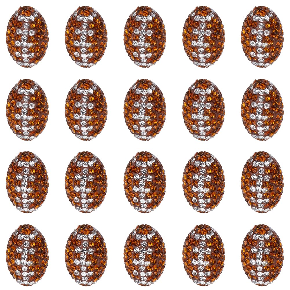 OLYCRAFT About 20Pcs Oval Rhinestone Clay Beads 15x10mm Rugby Rhinestone Beads Brown Crystal Beads Clay Pave Beads Disco Ball Diamond Clay Beads for Necklace Bracelet Jewelry Making Party Decoration
