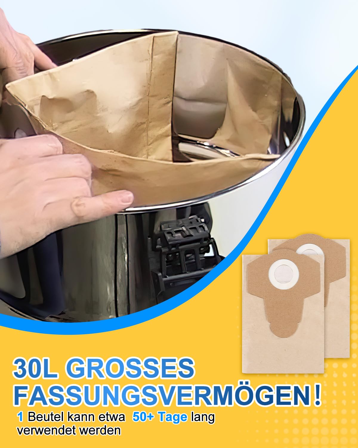 KEEPOW Kir torbası 30 l elektrikli süpürge torbası, Einhell TC-VC
