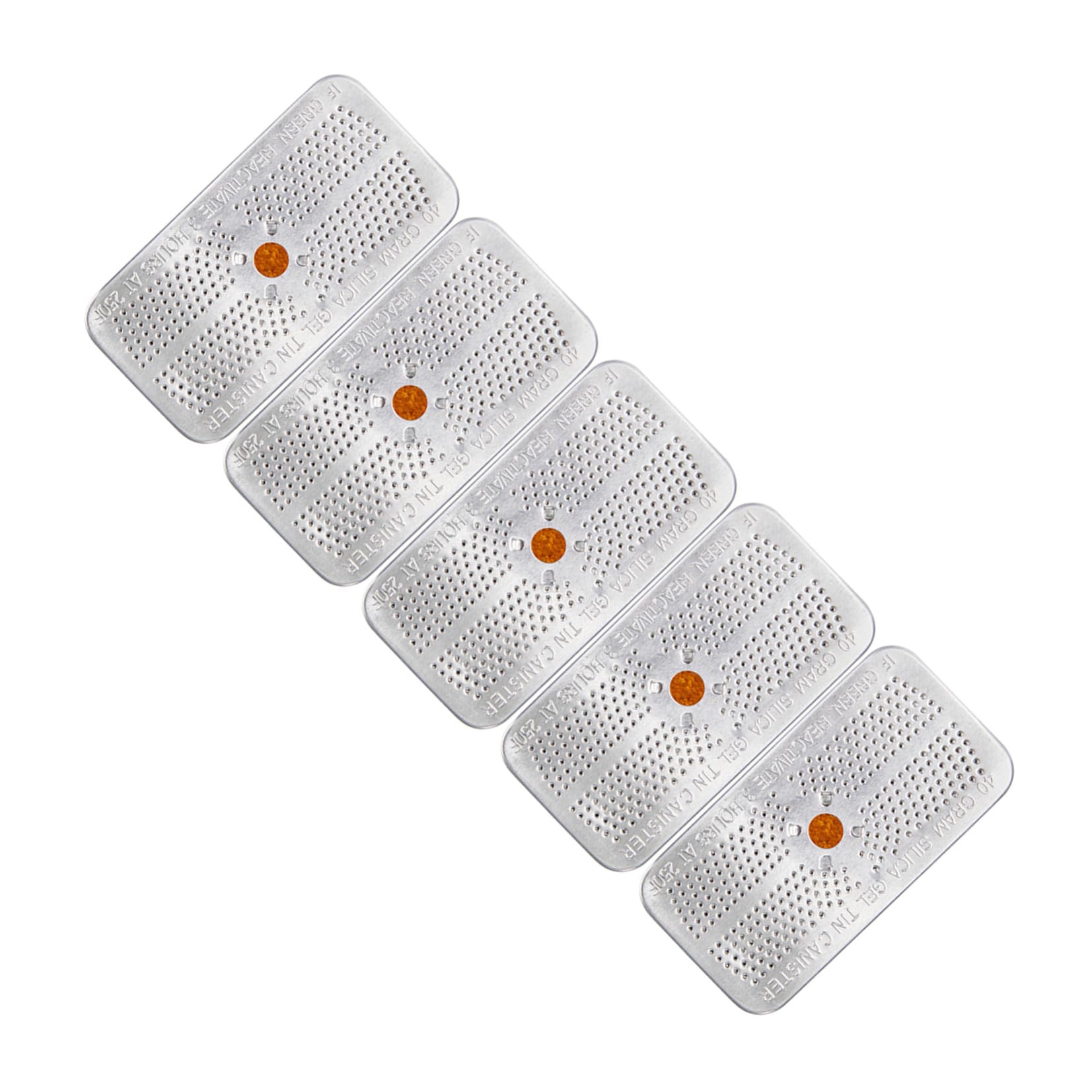 5 Pezzi Essiccante al Gel di Silice 40 Grammi in Contenitore di Alluminio Arancione Riutilizzabile e Assorbitore di Umidità per Armadio e Cassaforte