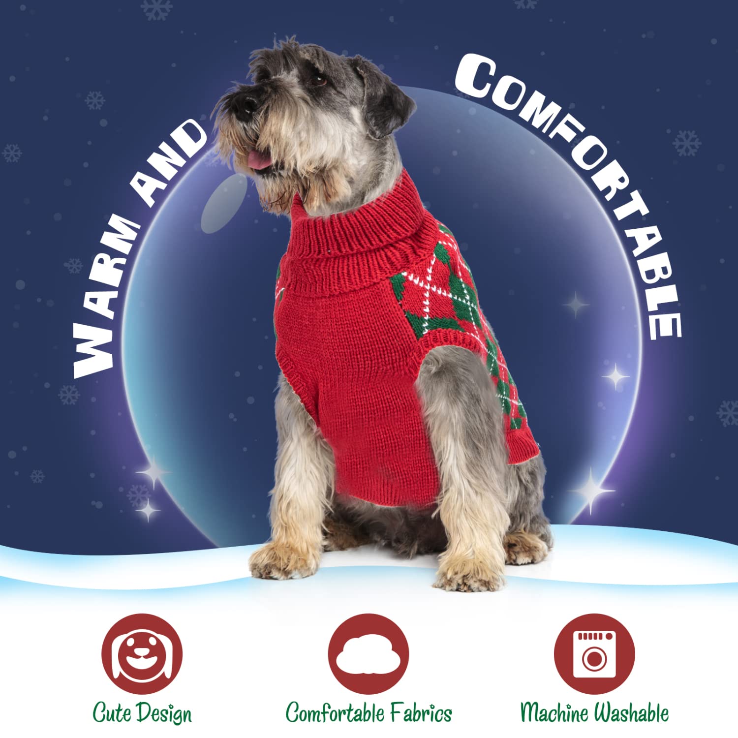 Nobleza - Maglioncino Cane Natale, Vestiti Natale Gatto Cane, Natale Animale Domestico Costume, Pullover Autunnali per Cani Maglia per Cani, Adatto a Cani di Taglia Piccola o Media, L