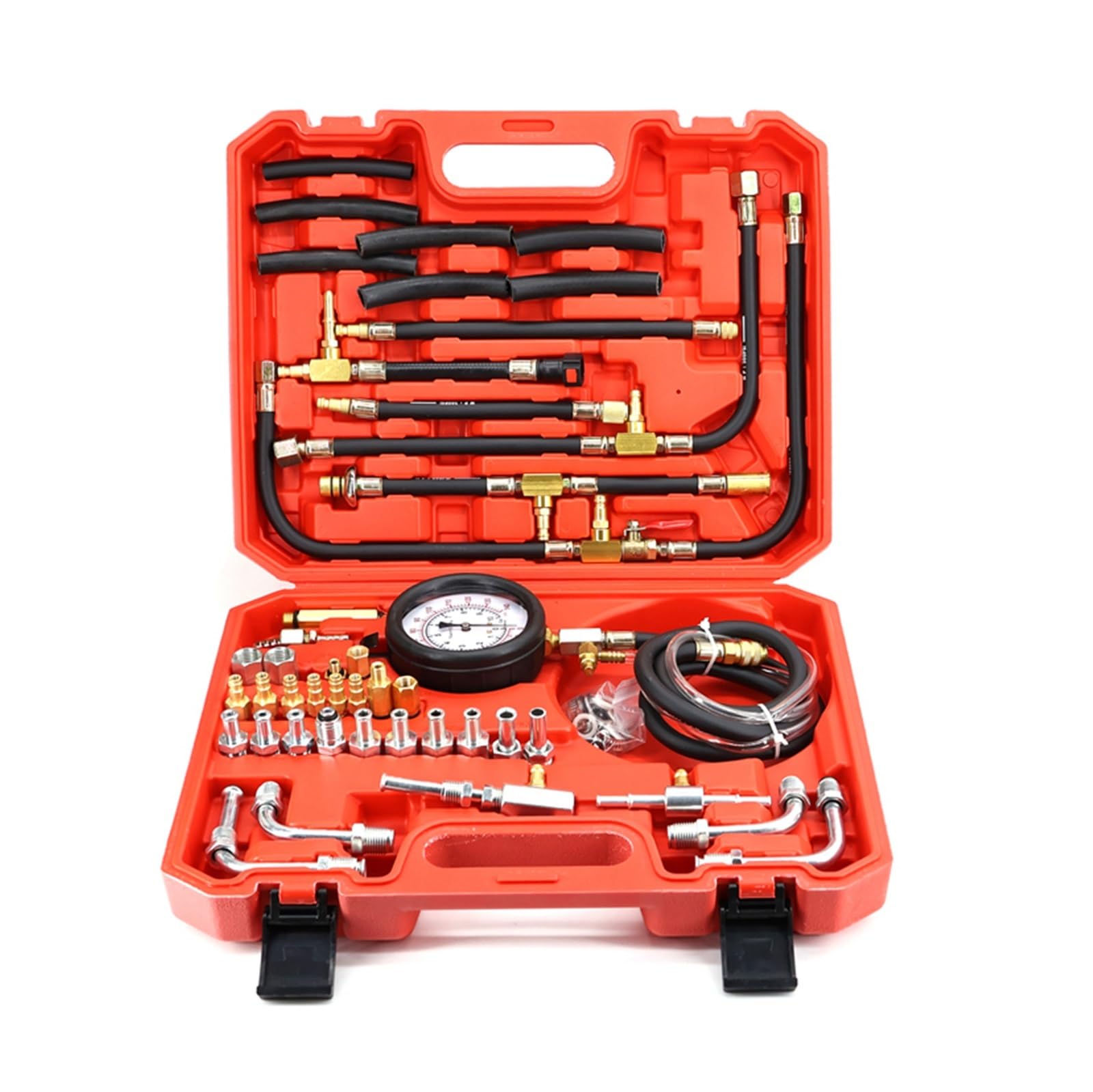Kit de comprobador presión inyección Combustible for automóvil, 0-140 PSI, Juego Herramientas for Bomba Sistema automático, for Gasolina Motor