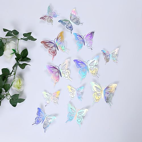 Miniatura 3 de 72 piezas de decoración de pared de mariposa 3D en 3 tamaños y 3 estilos, decoraciones de mariposa, decoración de pasteles de cumpleaños,