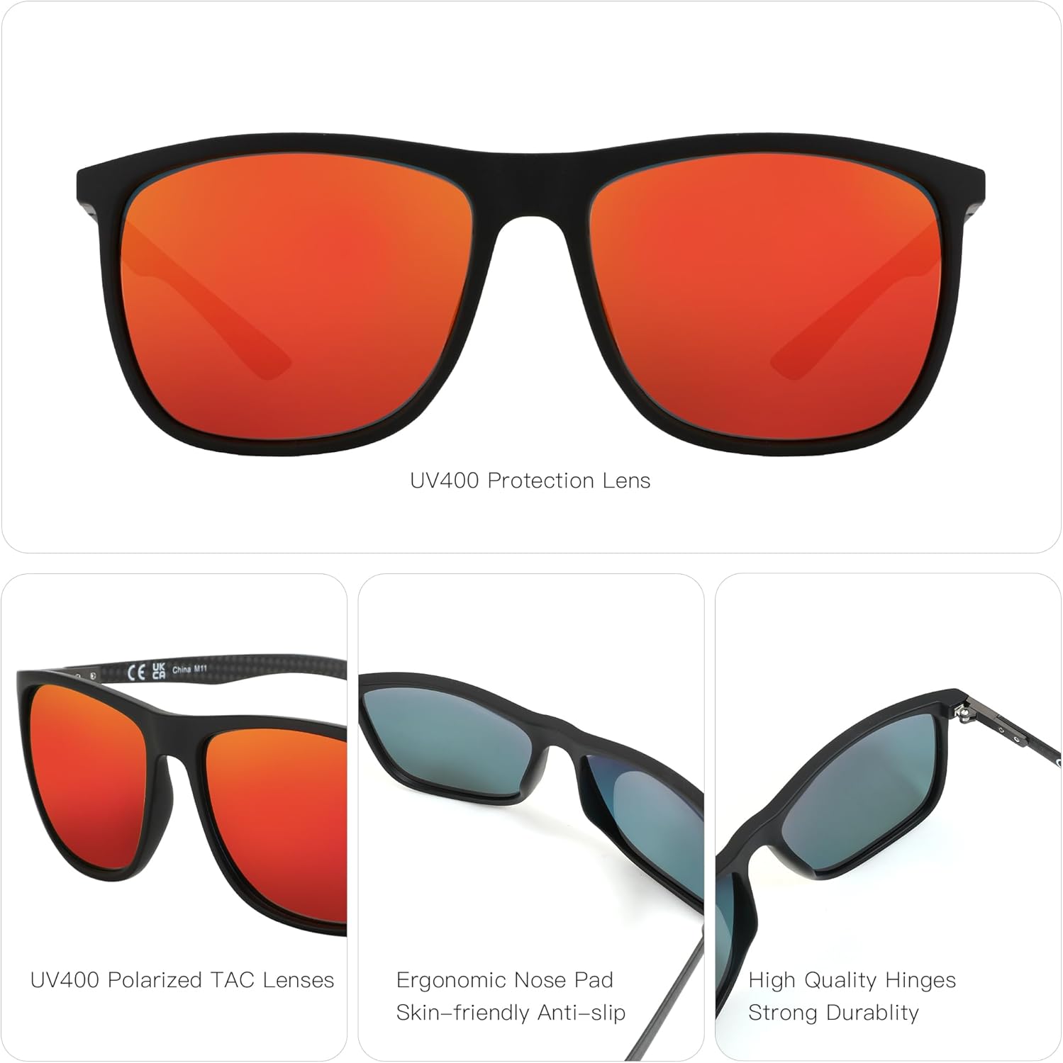 ZENOTTIC Square Polarized Sunglasses for Men Ultralight Carbon Fiber Sun Glasses Driving Fishing Golf Sports UV400 Protection - Image 4