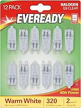 Eveready Halogen G9 Bulbs, 40W Dimmable, Warm White 2800K, 320 Lumens, Pack of 12 (12)