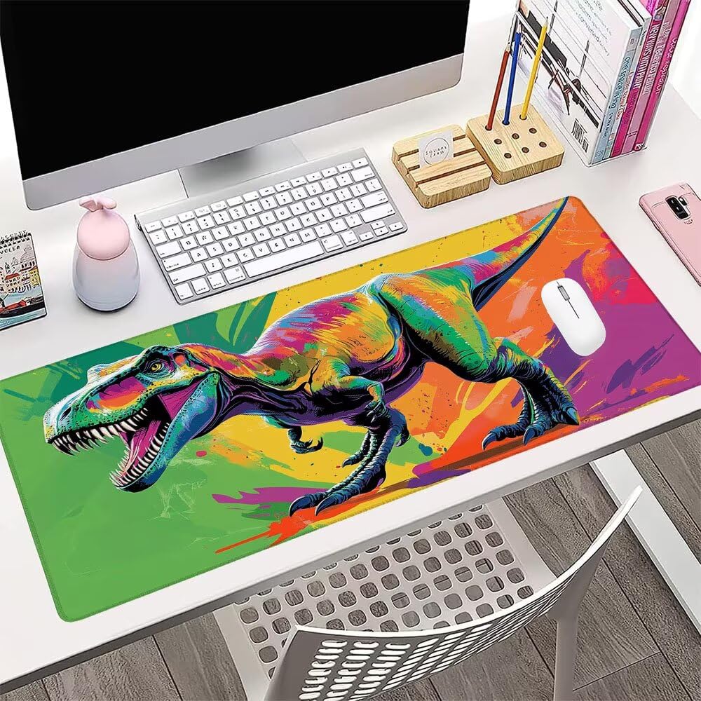 Podkładka pod mysz XXL kolorowa akcesoria na biurko mata stołowa podkładka pod mysz dinozaur podkładka pod mysz do gier 1400 x 600 x 3 mm mata biurkowa wodoodporna antypoślizgowa podstawa, na biurko